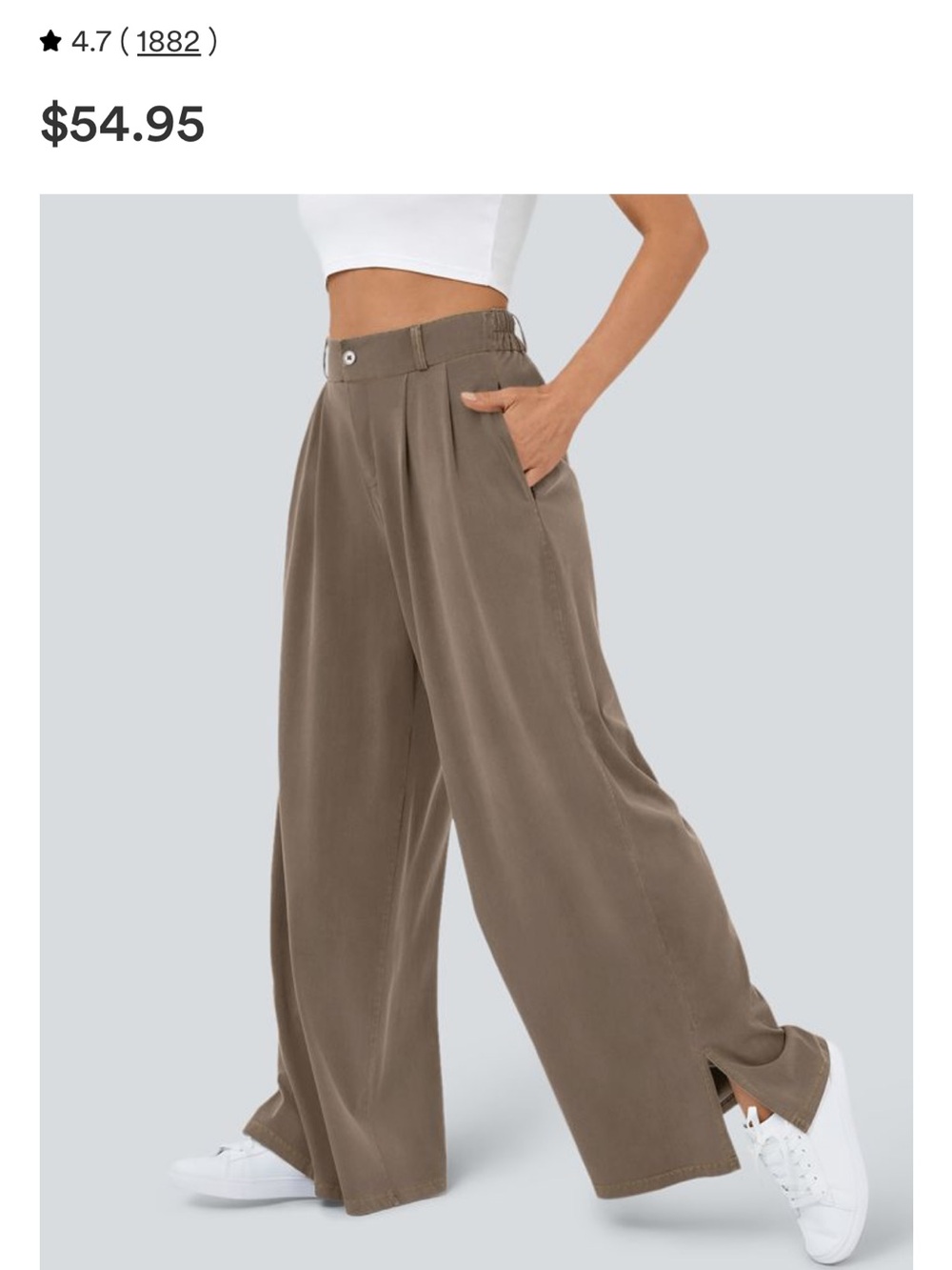 Halara- High Waisted Zipper Pocket Hem Wide Leg Casual Pants